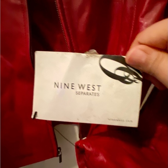 NWT Nine West Cherry Red Leather Zip Jacket - Picture 7 of 11